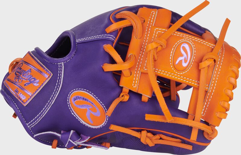 Rawlings Heart Of The Hide Series 11.5-Inch Baseball Glove - Right Hand Thrower - Purple/Orange