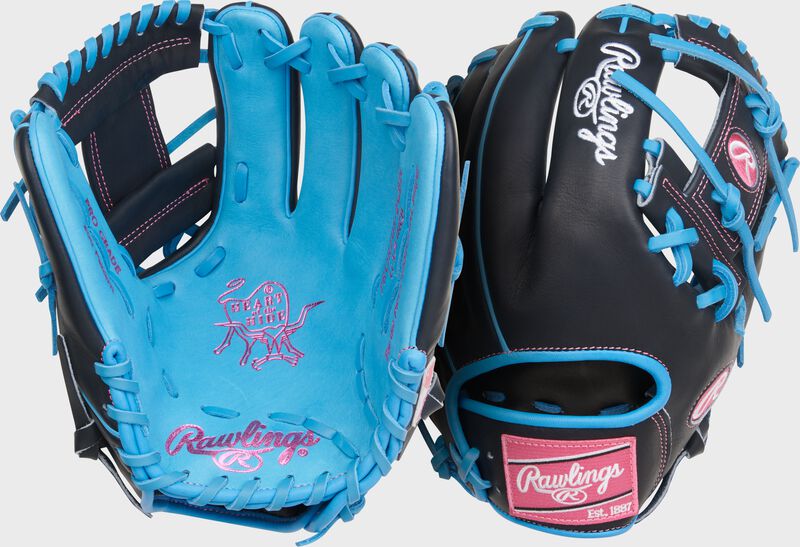 Rawlings Heart Of The Hide Series 11.75-Inch Baseball Glove - Right Hand Thrower - Columbia Blue/Navy