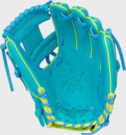 Rawlings Heart Of The Hide Series 11.5-Inch Baseball Glove - Right Hand Thrower - Teal/Yellow