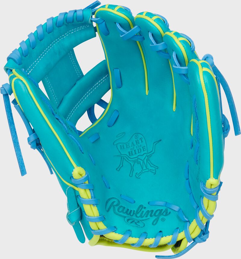 Rawlings Heart Of The Hide Series 11.5-Inch Baseball Glove - Left Hand Thrower - Teal/Yellow