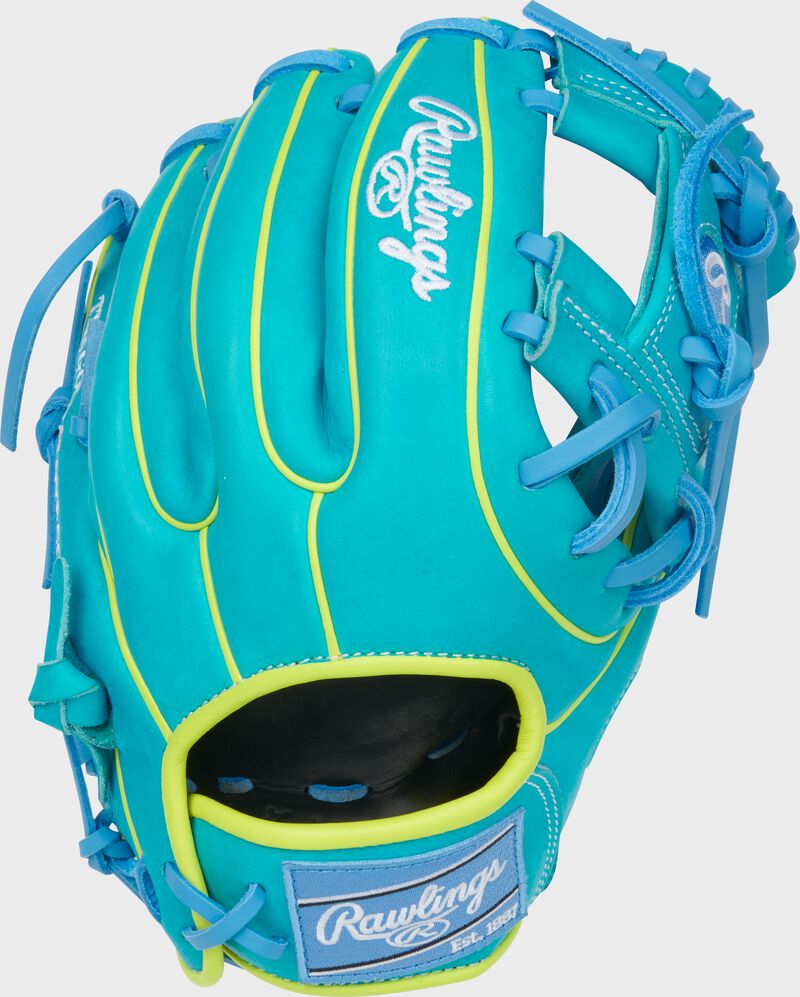 Rawlings Heart Of The Hide Series 11.5-Inch Baseball Glove - Right Hand Thrower - Teal/Yellow