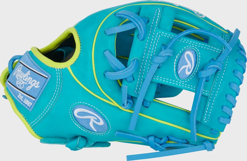 Rawlings Heart Of The Hide Series 11.5-Inch Baseball Glove - Right Hand Thrower - Teal/Yellow