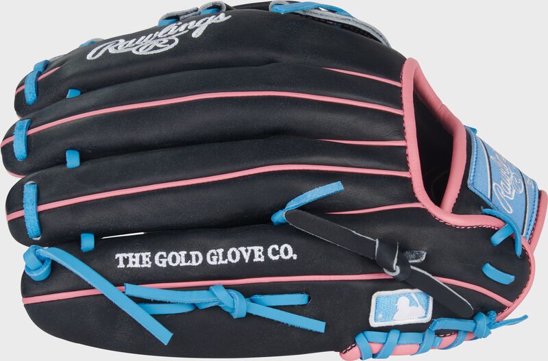 Rawlings Heart Of The Hide Series 12.5-Inch Baseball Glove - Right Hand Thrower - Black/Columbia Blue/Pink