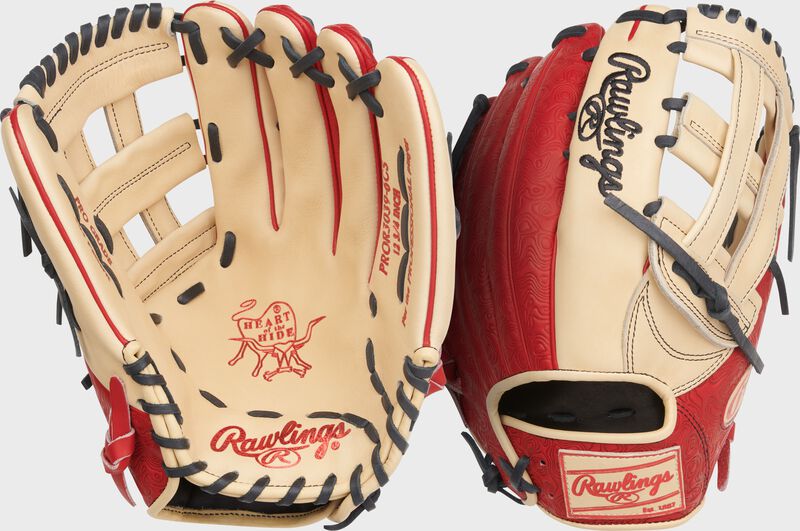 Rawlings Heart Of The Hide Series 12.75-Inch Baseball Glove - Left Hand Thrower - Camel/Scarlet