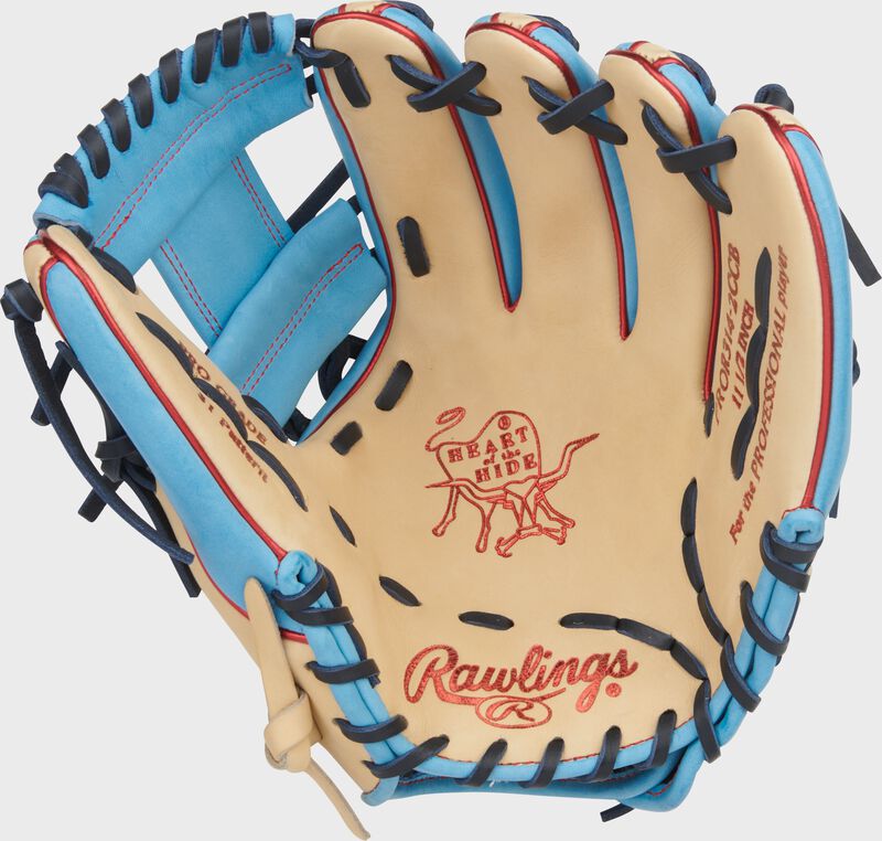 Rawlings Heart Of The Hide Series 11.5-Inch Baseball Glove - Right Hand Thrower - Camel/Columbia Blue
