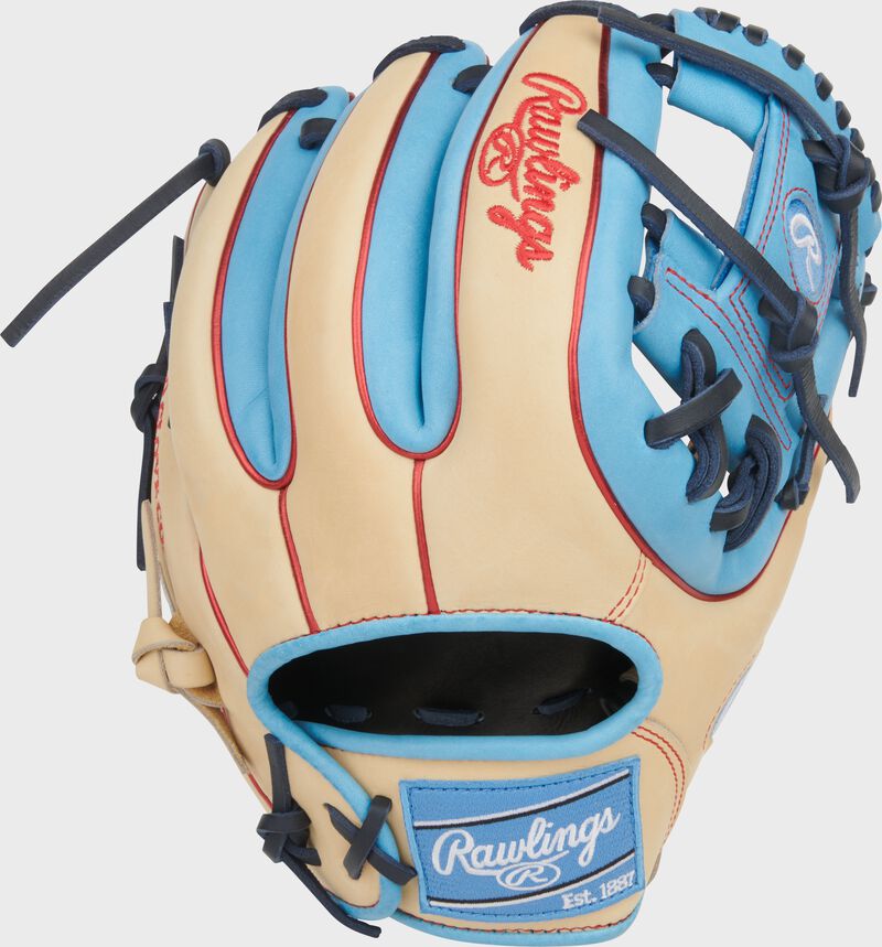 Rawlings Heart Of The Hide Series 11.5-Inch Baseball Glove - Right Hand Thrower - Camel/Columbia Blue