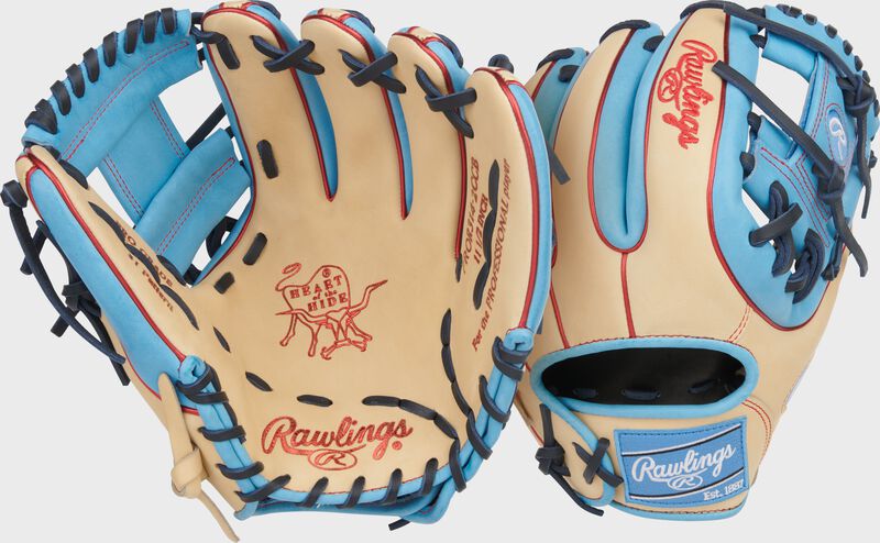 Rawlings Heart Of The Hide Series 11.5-Inch Baseball Glove - Right Hand Thrower - Camel/Columbia Blue