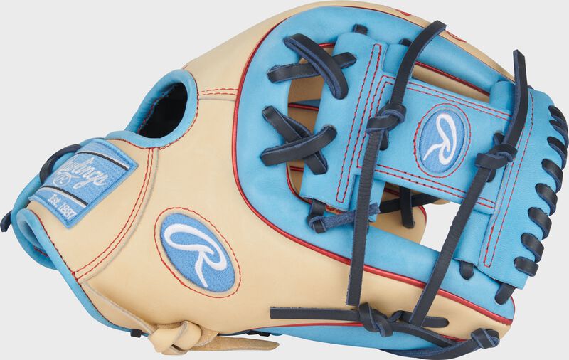 Rawlings Heart Of The Hide Series 11.5-Inch Baseball Glove - Right Hand Thrower - Camel/Columbia Blue