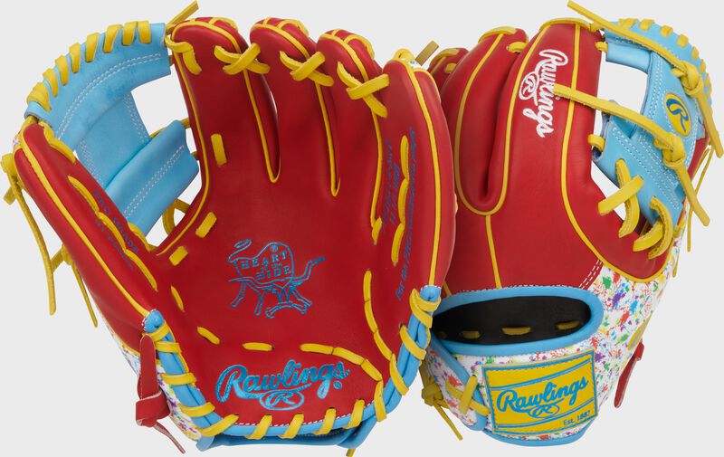 Rawlings Heart Of The Hide Series 11.5-Inch Baseball Glove - Right Hand Thrower - Scarlet/Splatter