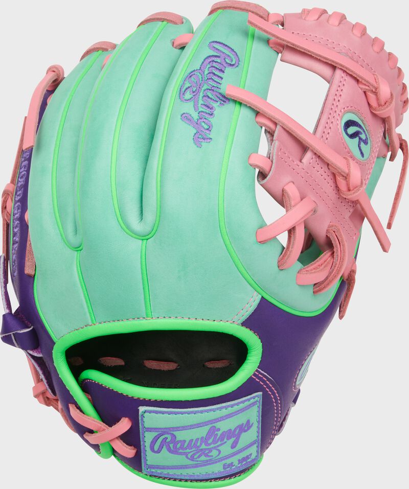 Rawlings Heart Of The Hide Series 11.5-Inch Baseball Glove - Right Hand Thrower - Mint/Purple/Pink