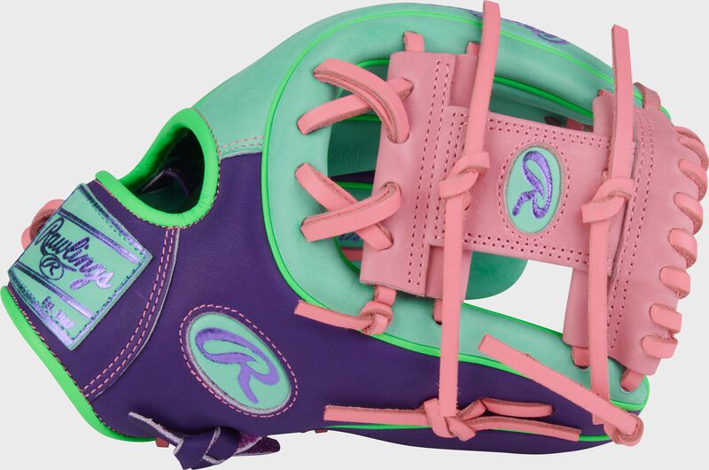 Rawlings Heart Of The Hide Series 11.5-Inch Baseball Glove - Right Hand Thrower - Mint/Purple/Pink