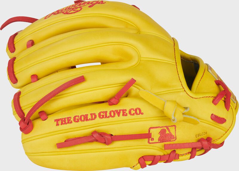 Rawlings Heart Of The Hide Series 11.5-Inch Baseball Glove - Right Hand Thrower - Yellow/Scarlet