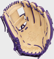 Rawlings Heart Of The Hide Series 11.75-Inch Baseball Glove - Right Hand Thrower - Camel/Purple