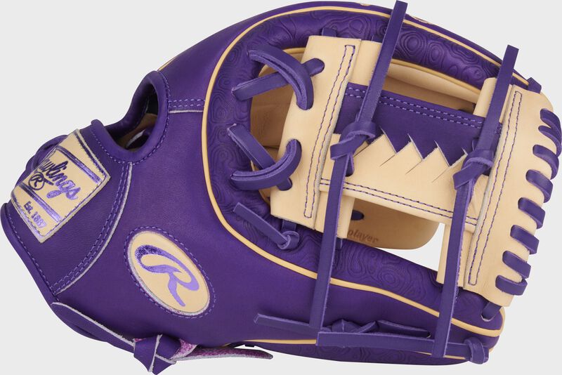 Rawlings Heart Of The Hide Series 11.75-Inch Baseball Glove - Right Hand Thrower - Camel/Purple