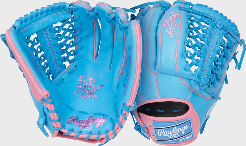 Rawlings Heart Of The Hide Series 12.75-Inch Baseball Glove - Left Hand Thrower - Colubia Blue/Pink