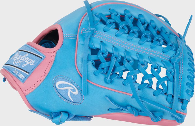 Rawlings Heart Of The Hide Series 12.75-Inch Baseball Glove - Right Hand Thrower - Colubia Blue/Pink