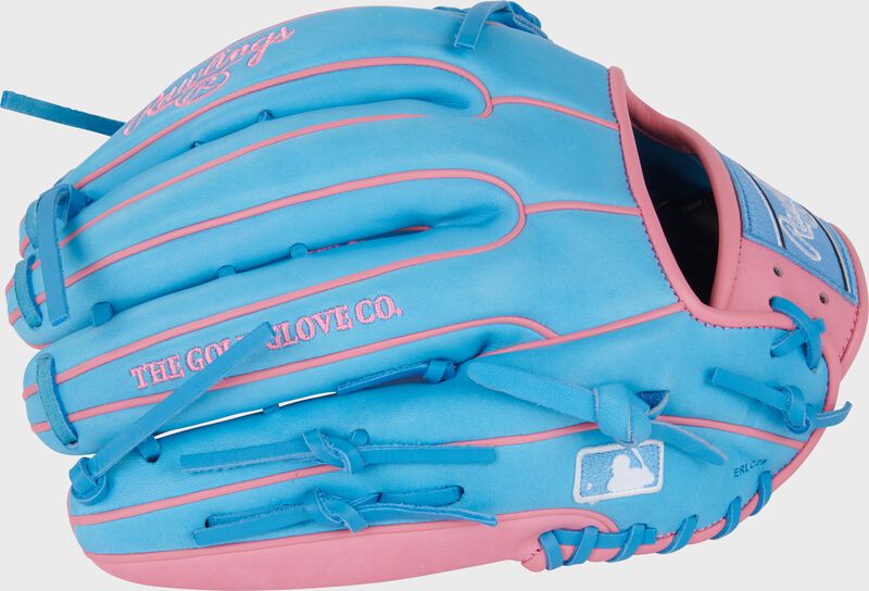 Rawlings Heart Of The Hide Series 12.75-Inch Baseball Glove - Left Hand Thrower - Colubia Blue/Pink