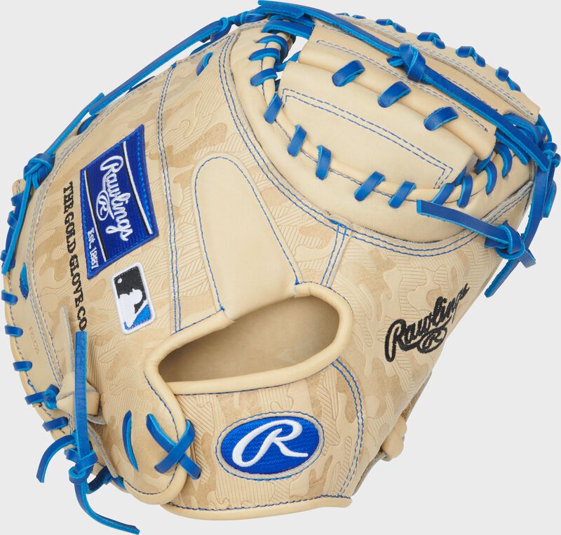 Rawlings Heart Of The Hide  Series Catchers Mitt 32.5-Inch Baseball Glove  - Right Hand Thrower - Camel/Royal