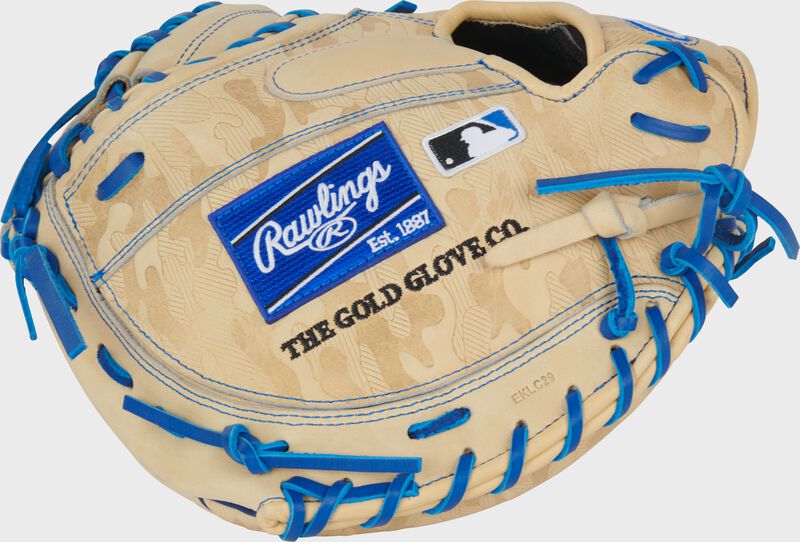 Rawlings Heart Of The Hide  Series Catchers Mitt 32.5-Inch Baseball Glove  - Right Hand Thrower - Camel/Royal