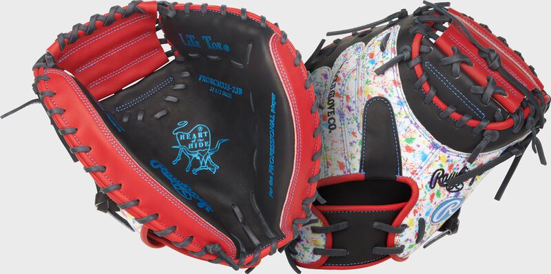Rawlings Heart Of The Hide  Series Catchers Mitt 33.5-Inch Baseball Glove  - Right Hand Thrower - Black/Splatter