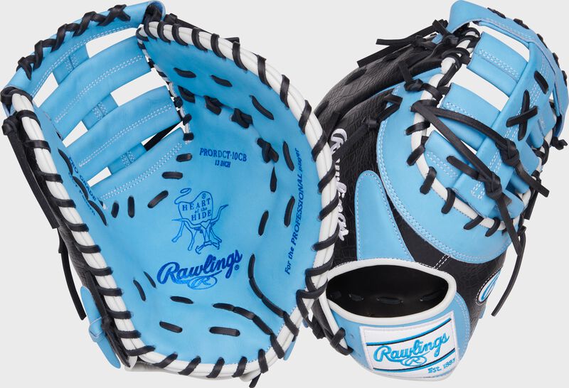 Rawlings Heart Of The Hide Series First Base Mitt 12.5-Inch Baseball Glove - Right Hand Thrower - Columbia Blue