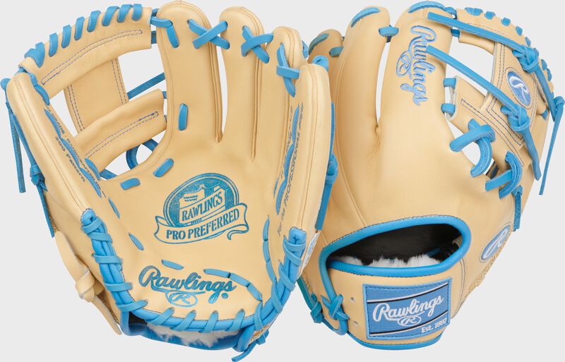 Rawlings Pro Preferred Series 11.5-Inch Baseball Glove - Right Hand Thrower - Camel/Columbia Blue