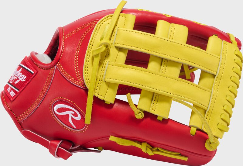 Rawlings Pro Preferred Series 12.75-Inch Baseball Glove - Right Hand Thrower - Scarlet/Yellow