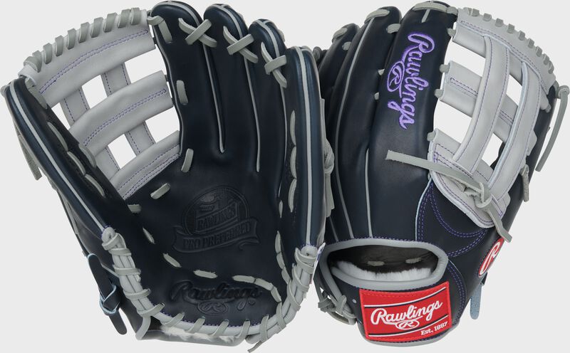 Rawlings Pro Preferred Series Aaron Judge Gameday Pattern 12.75-Inch Baseball Glove - Left Hand Thrower - Navy/Gray