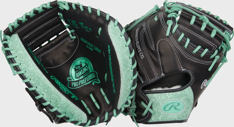 Rawlings Pro Preferred Series Catchers Mitt 33-Inch Baseball Glove - Right Hand Thrower - Black/Mint