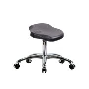 Polyurethane Ray Stool Chrome - Desk Height with Chrome Casters in Black Polyurethane