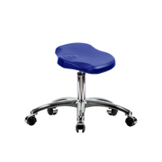 Polyurethane Ray Stool Chrome - Desk Height with Chrome Casters in Blue Polyurethane