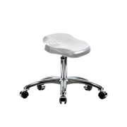 Polyurethane Ray Stool Chrome - Desk Height with Chrome Casters in Gray Polyurethane