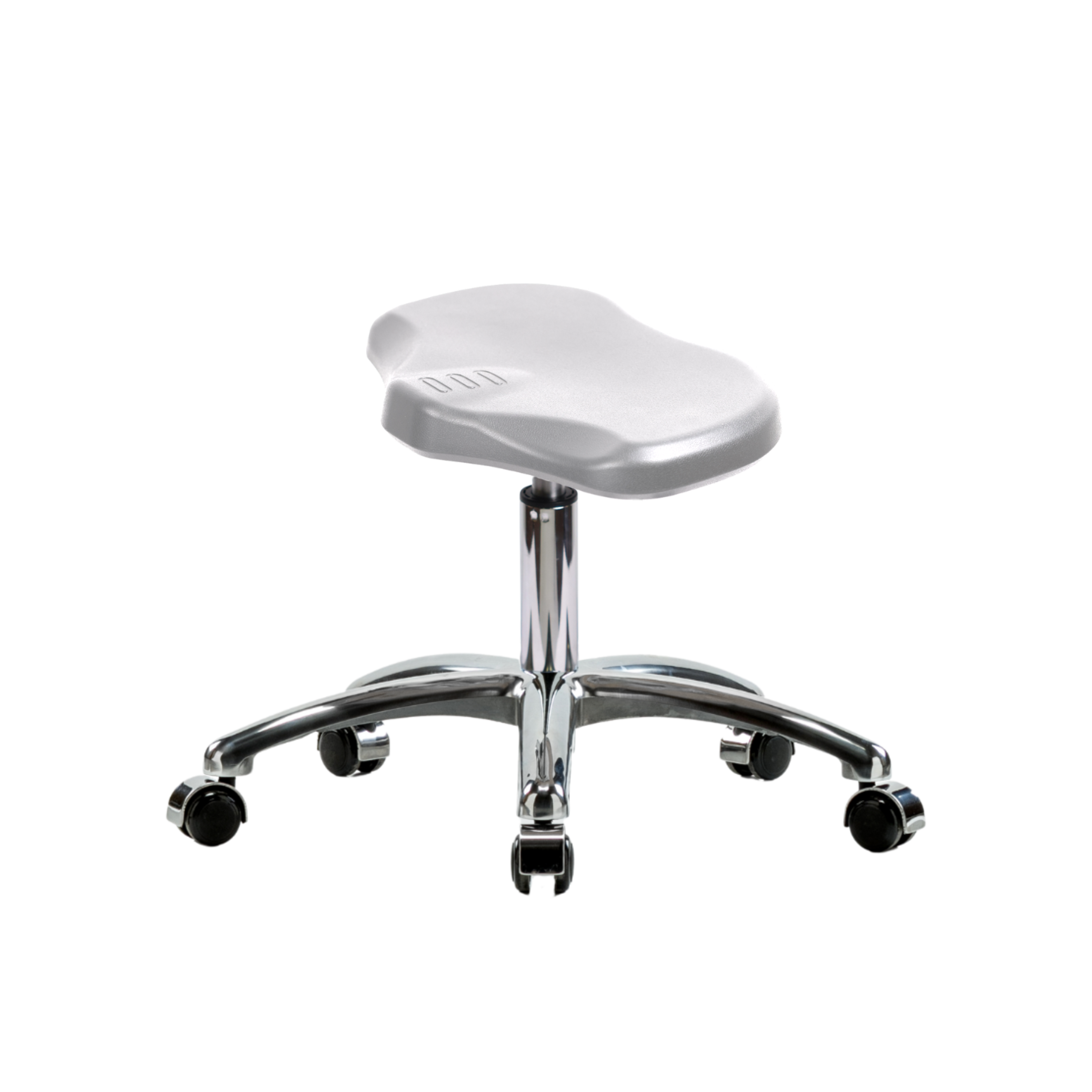 Polyurethane Ray Stool Chrome - Desk Height with Chrome Casters in Gray Polyurethane