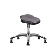 Polyurethane Ray Stool Chrome - Desk Height with Stationary Glides in Black Polyurethane