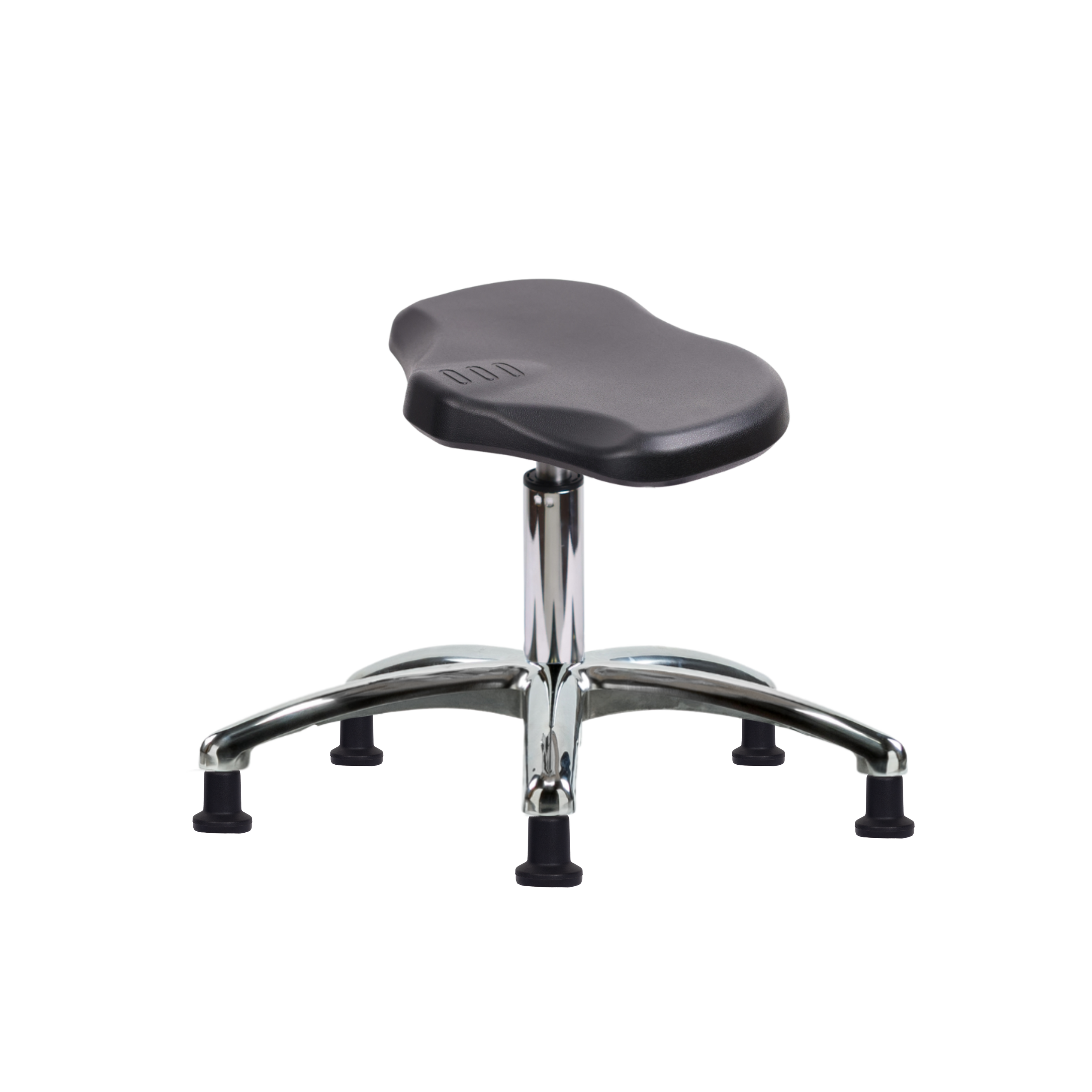 Polyurethane Ray Stool Chrome - Desk Height with Stationary Glides in Black Polyurethane