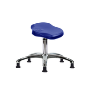 Polyurethane Ray Stool Chrome - Desk Height with Stationary Glides in Blue Polyurethane
