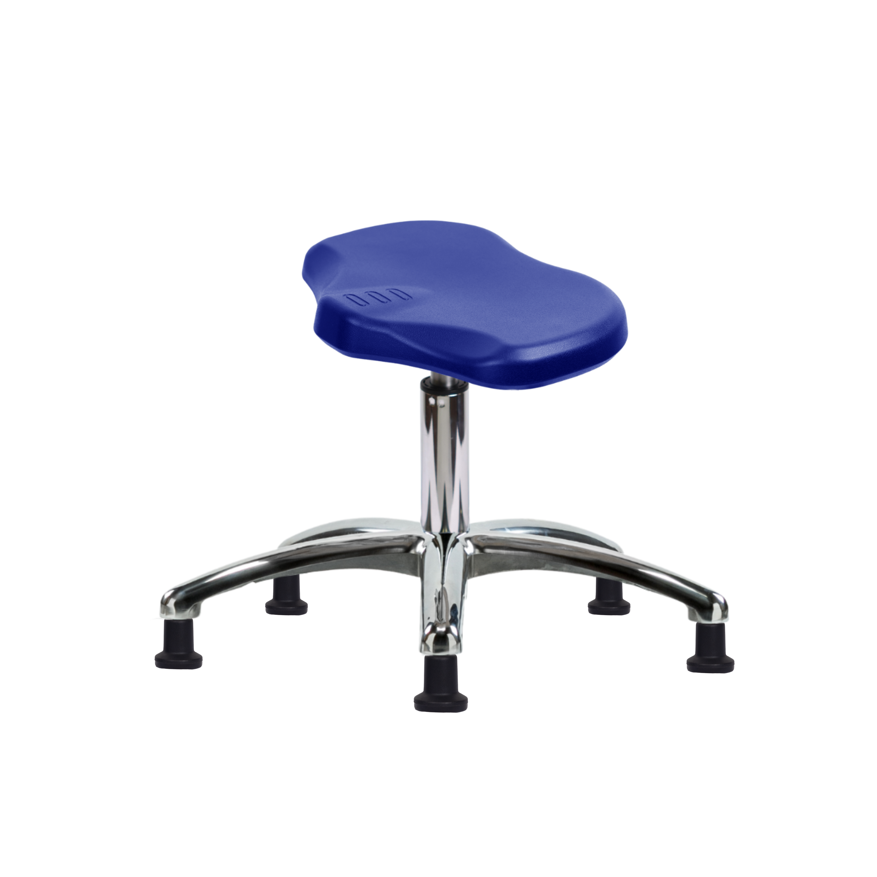 Polyurethane Ray Stool Chrome - Desk Height with Stationary Glides in Blue Polyurethane
