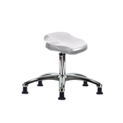 Polyurethane Ray Stool Chrome - Desk Height with Stationary Glides in Gray Polyurethane