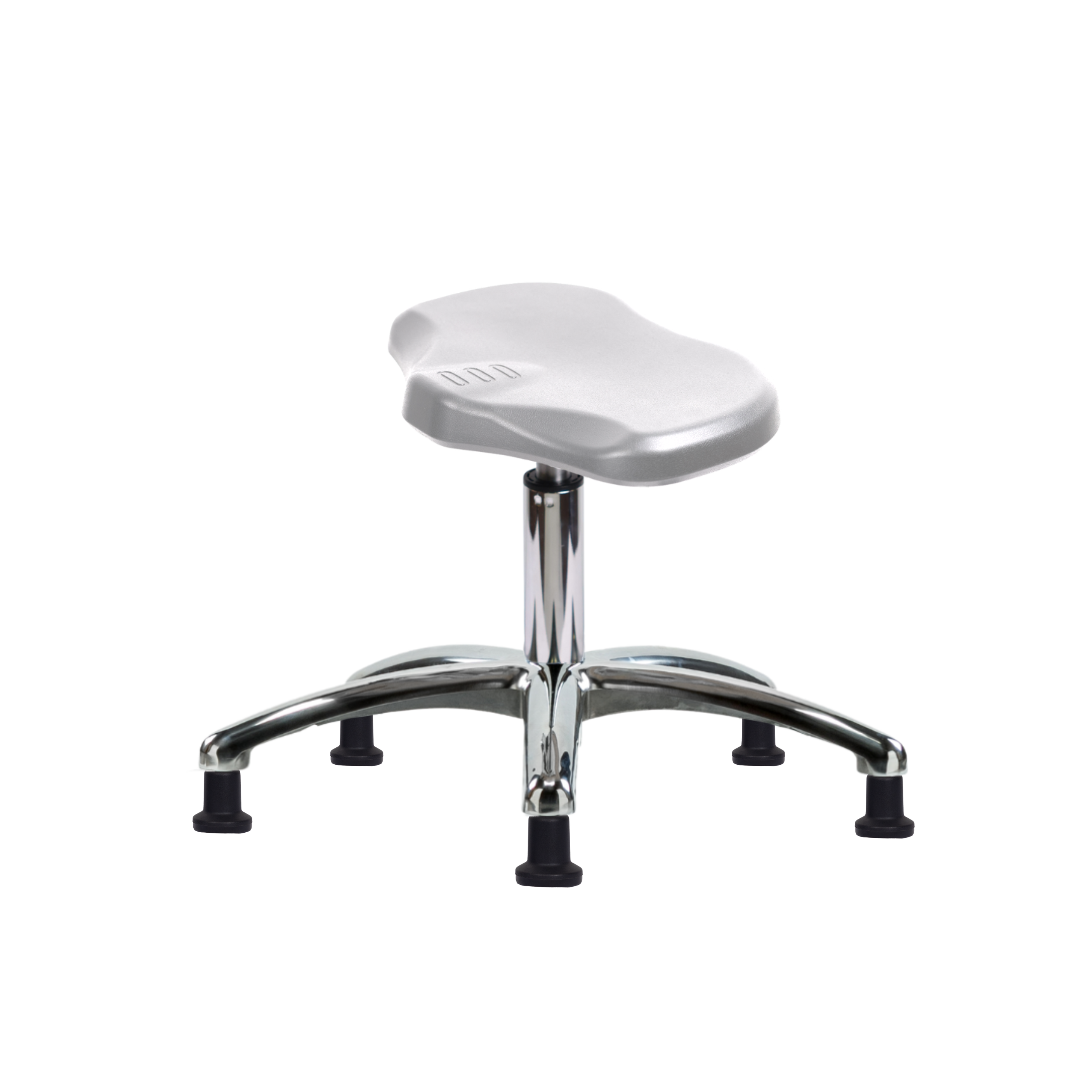 Polyurethane Ray Stool Chrome - Desk Height with Stationary Glides in Gray Polyurethane
