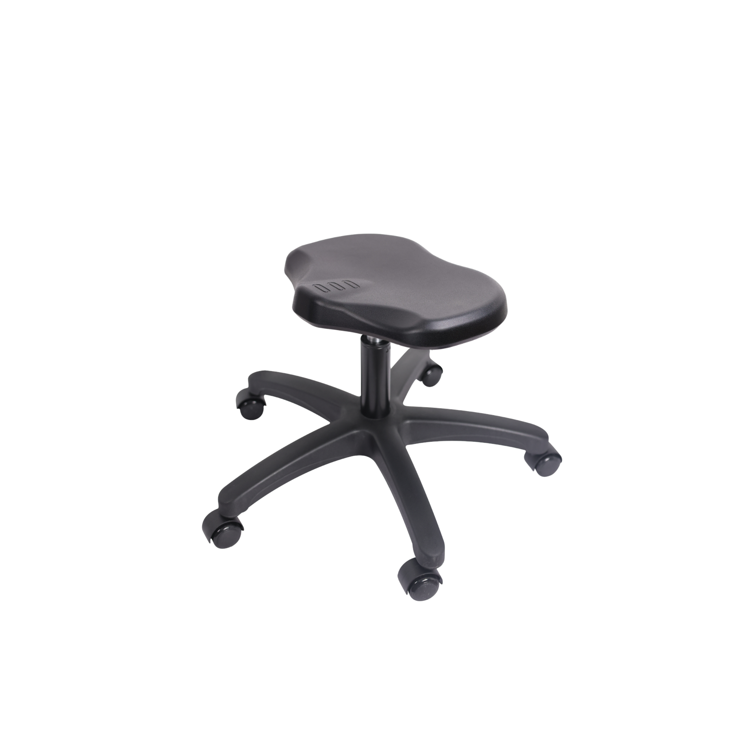 Polyurethane Ray Stool - Desk Height with Casters in Black Polyurethane