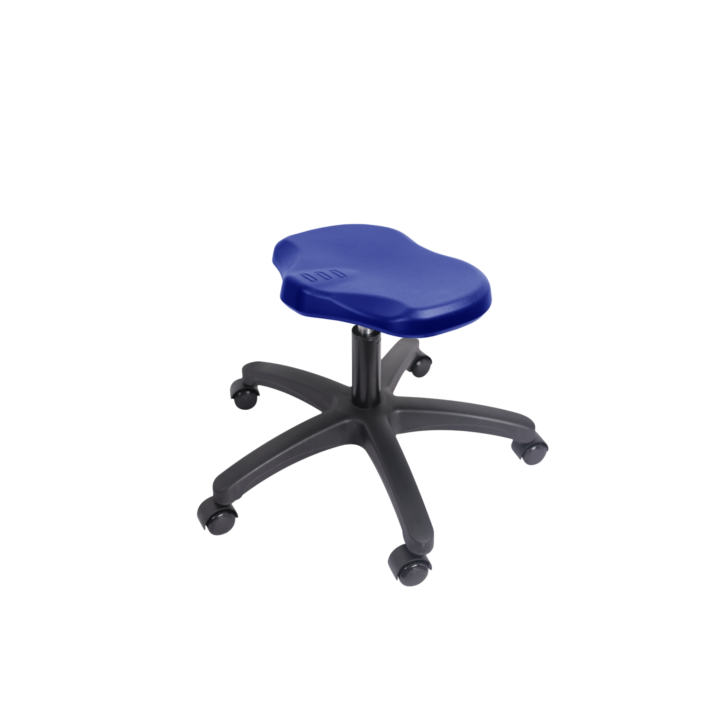 Polyurethane Ray Stool - Desk Height with Casters in Blue Polyurethane