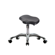 Polyurethane Ray Sit-Stand Stool Chrome - Desk Height with Chrome Casters in Black Polyurethane