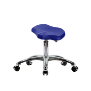 Polyurethane Ray Sit-Stand Stool Chrome - Desk Height with Chrome Casters in Blue Polyurethane