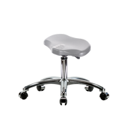 Polyurethane Ray Sit-Stand Stool Chrome - Desk Height with Chrome Casters in Gray Polyurethane