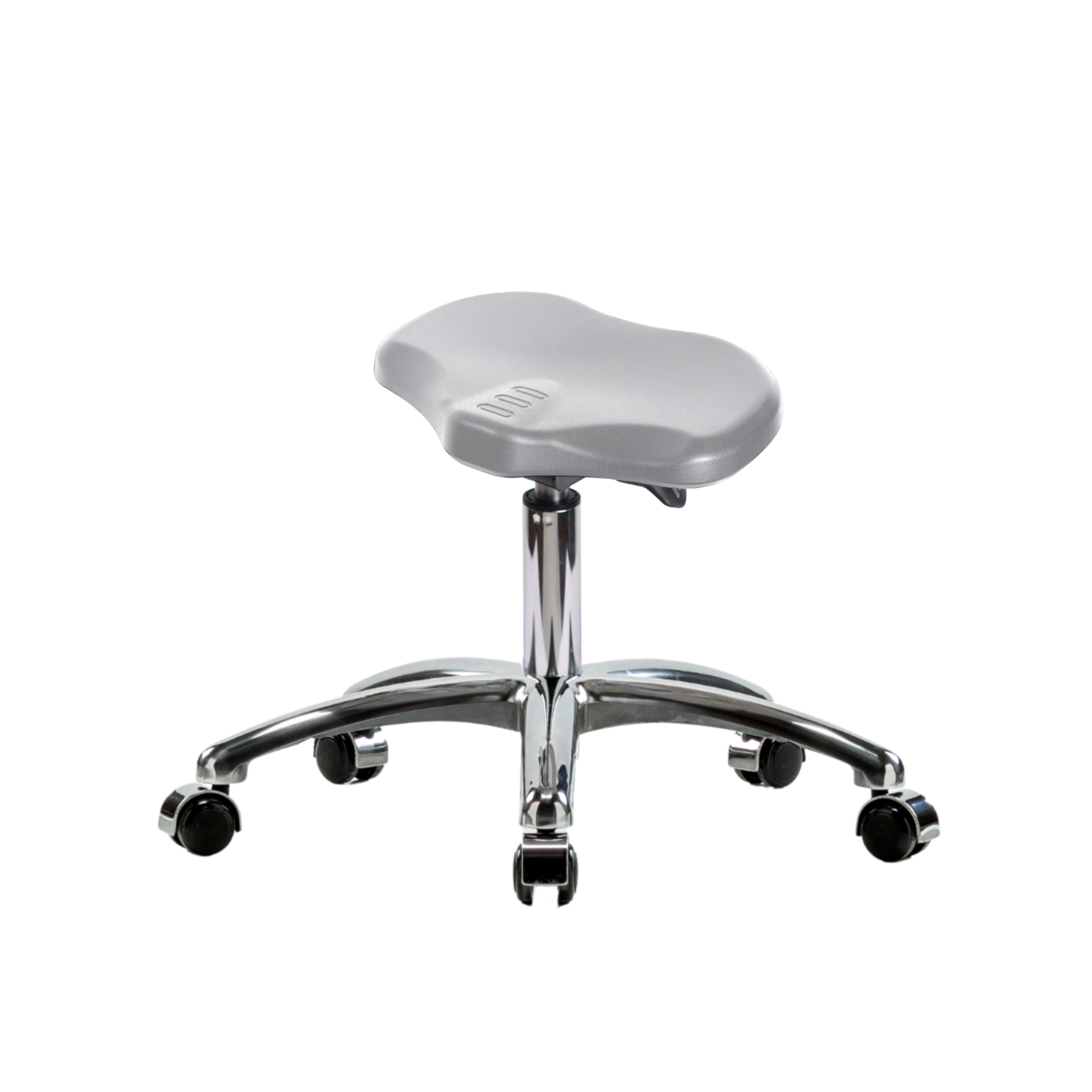 Polyurethane Ray Sit-Stand Stool Chrome - Desk Height with Chrome Casters in Gray Polyurethane