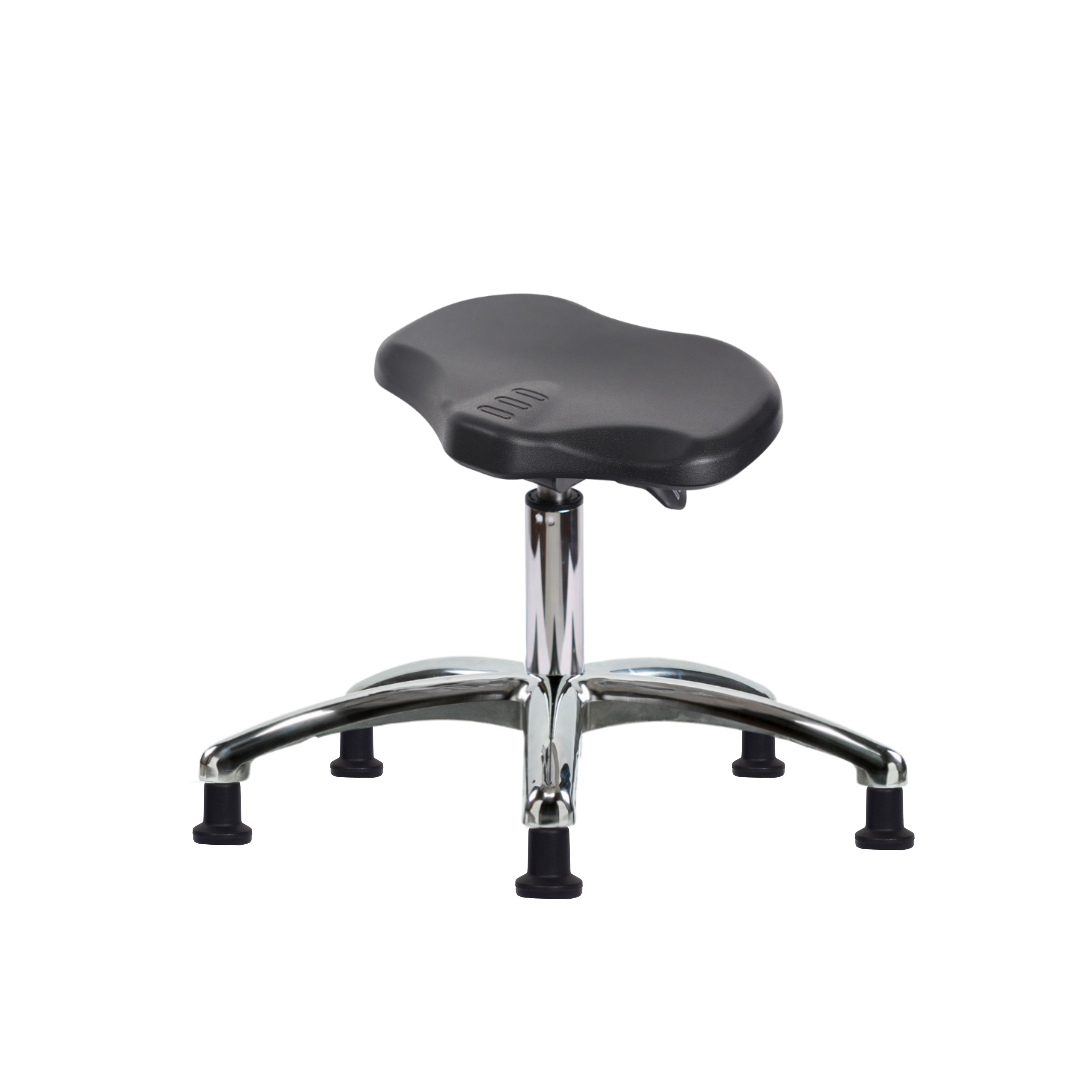 Polyurethane Ray Sit-Stand Stool Chrome - Desk Height with Stationary Glides in Black Polyurethane
