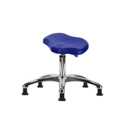 Polyurethane Ray Sit-Stand Stool Chrome - Desk Height with Stationary Glides in Blue Polyurethane