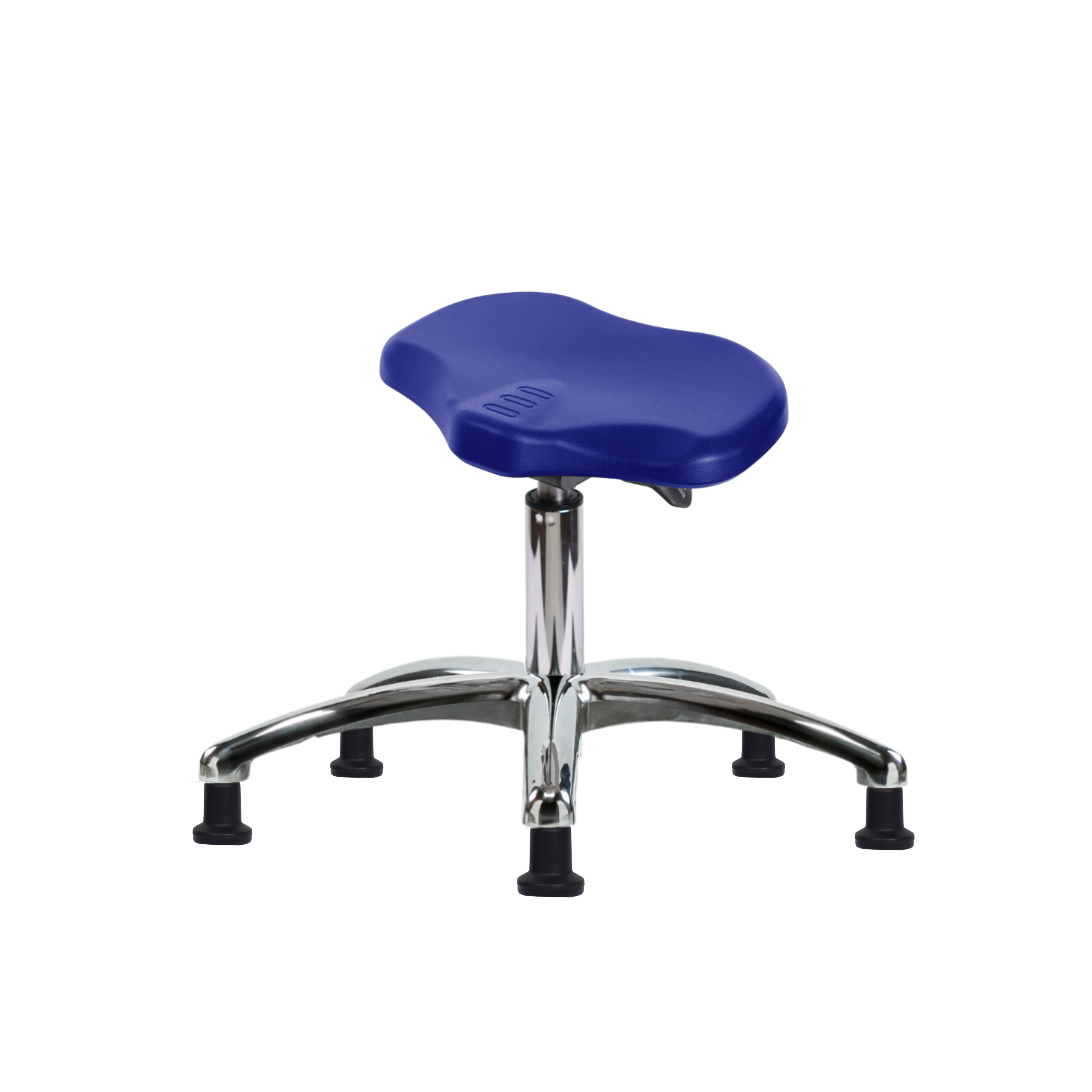 Polyurethane Ray Sit-Stand Stool Chrome - Desk Height with Stationary Glides in Blue Polyurethane