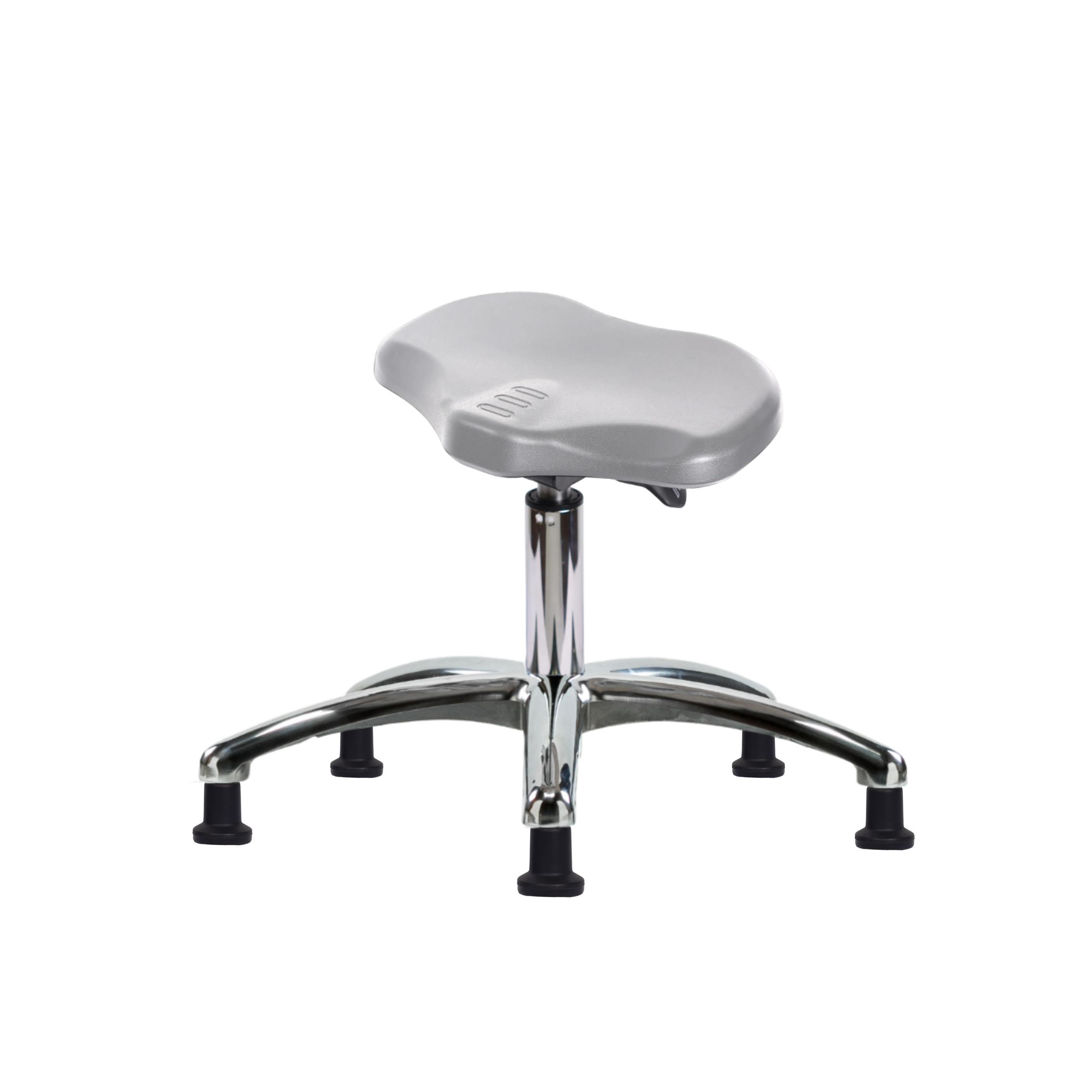 Polyurethane Ray Sit-Stand Stool Chrome - Desk Height with Stationary Glides in Gray Polyurethane