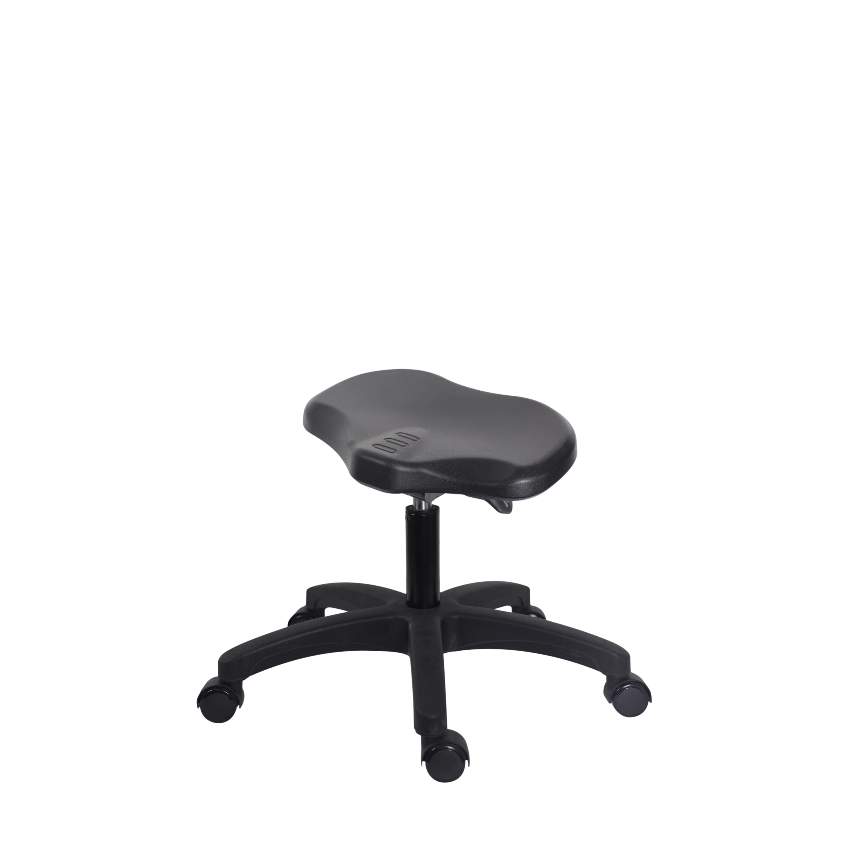 Polyurethane Ray Sit-Stand Stool - Desk Height with Casters in Black Polyurethane